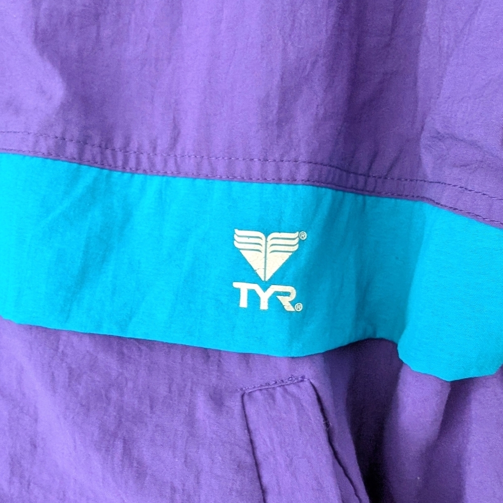 Vintage TYR Retro Sportswear Tracksuit Purple / Turquoise Jacket ~ Size Small - Picture 9 of 10
